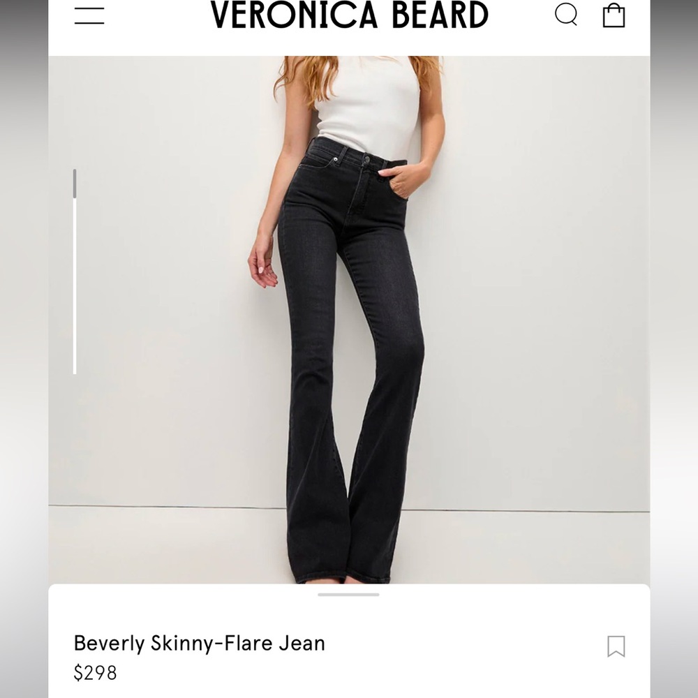 NWT Veronica Beard Beverly Skinny-Flare Jean sz 27 washed onyx 35” inseam